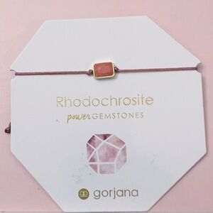 GORJANA Power Gemstone Octagon Rhodochrosite Bracelet 18k Gold Plated Pink Peace
